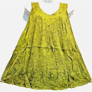 Nwt FUNKY STUFF boho marble tie dye embroidered tank BLOUSE TOP XL